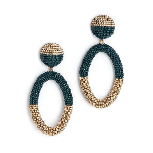 Deepa Gurnani handmade Lorette Earrings in Green color