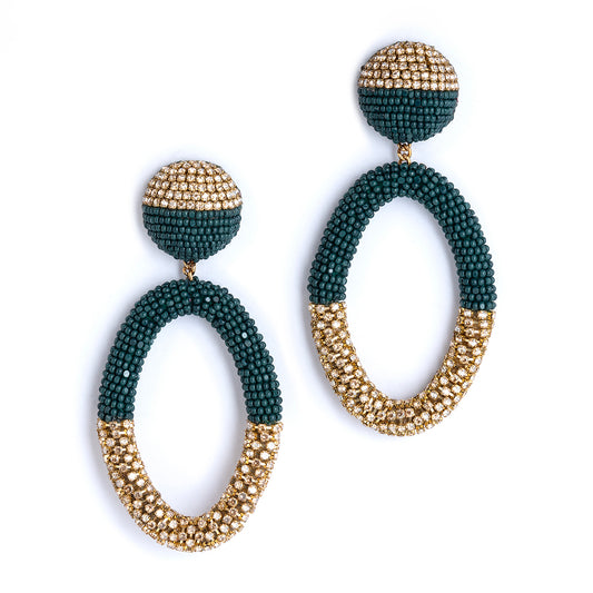 Deepa Gurnani handmade Lorette Earrings in Green color