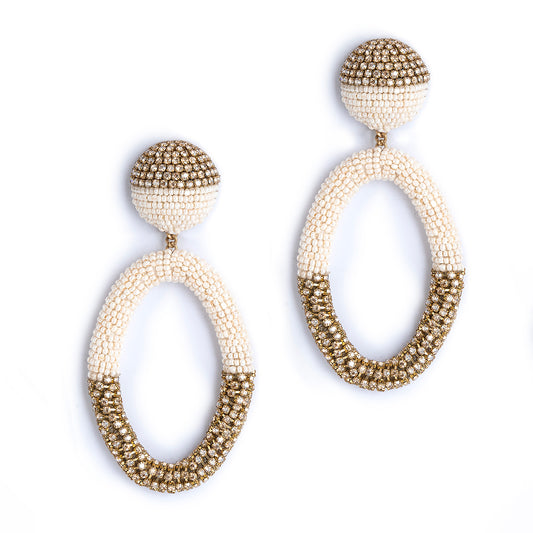 Deepa Gurnani handmade Lorette Earrings in Ivory color