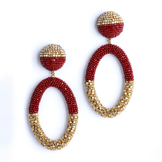 Deepa Gurnani handmade Lorette Earrings in Maroon color