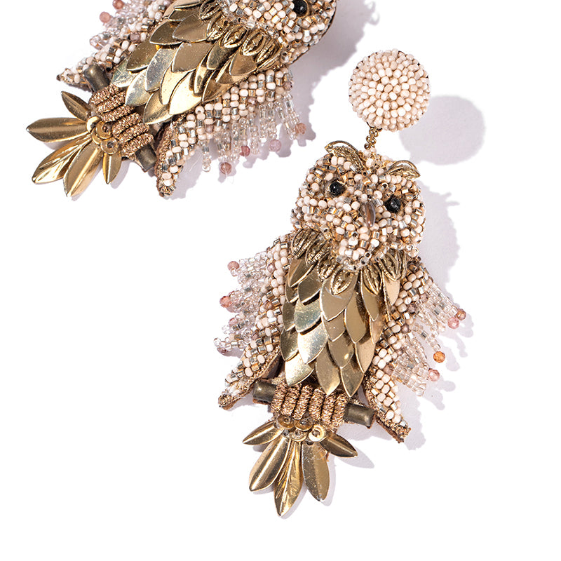 Detail of Deepa Gurnani handmade the Tawny earrings in Gold color.