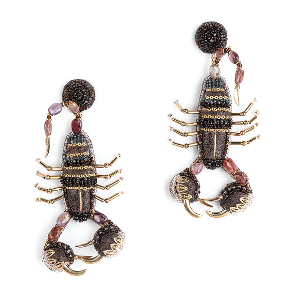 Deepa Gurnani handmade the Scorpion earrings in Brown color.