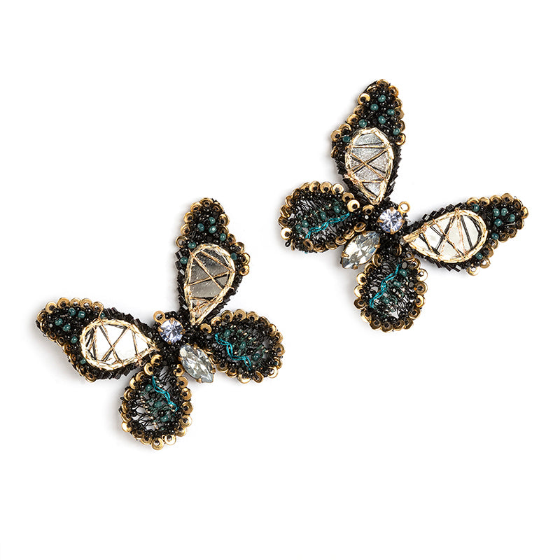 Deepa Gurnani Handmade Renesmee Earrings in Emerald color