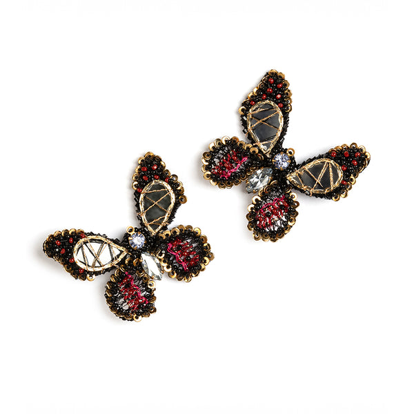 Deepa Gurnani Handmade Renesme Earrings in Maroon color