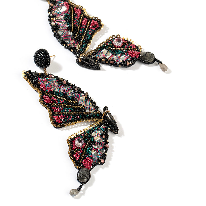 Detail of Deepa Gurnani Handmade Arcadia Earrings in Black color