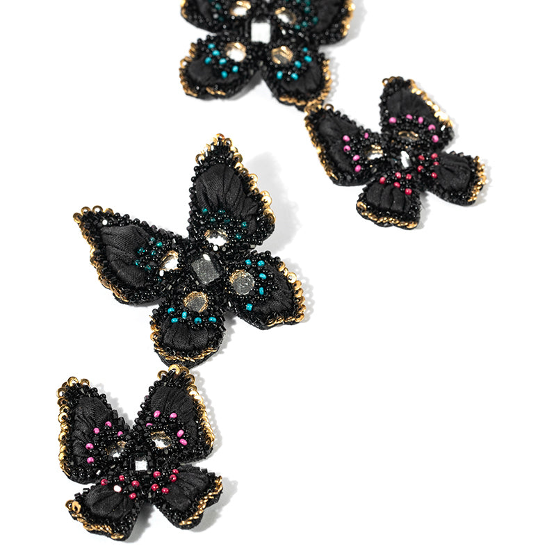 Detail of Deepa Gurnani Handmade Phaedra Earrings in Black color