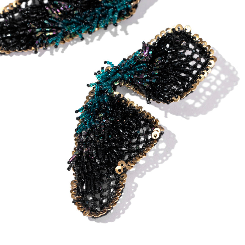 Detail of Deepa Gurnani Handmade Lanelle Earrings in Black color