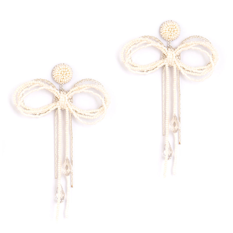 Deepa Gurnani handmade the Coquette earring in Ivory color