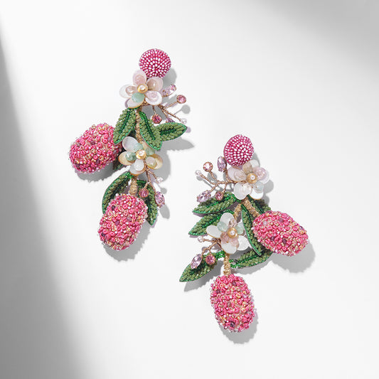 Deepa Gurnani handmade Lychee Earrings in Pink color