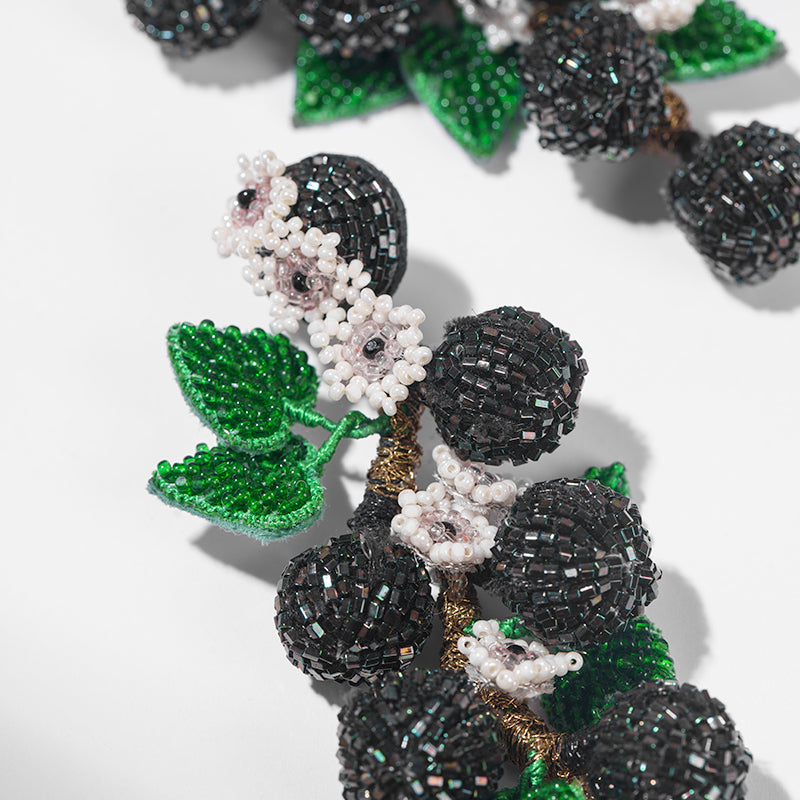 Detail Of Deepa Gurnani handmade Berries Earrings in Black color