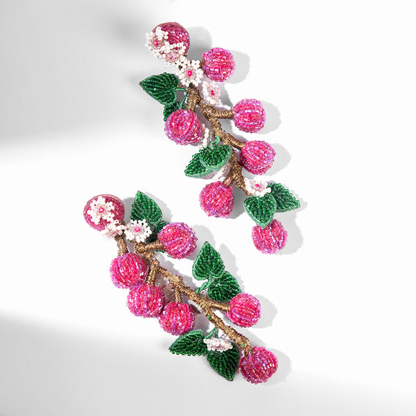 Deepa Gurnani handmade Berries Earrings in Magenta color