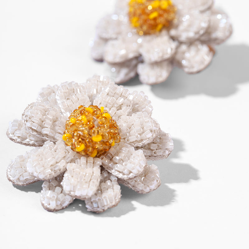 Detail Of Deepa Gurnani handmade Daisies Earrings in White color