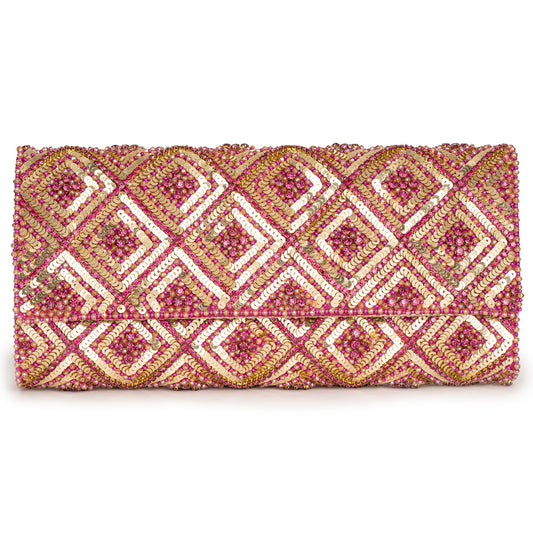 Deepa Gurnani Cadenza Clutch in Fuchsia color