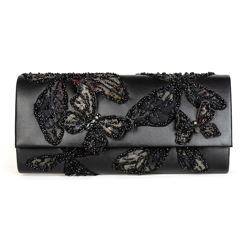 Deepa Gurnani Monarch clutch in Black color