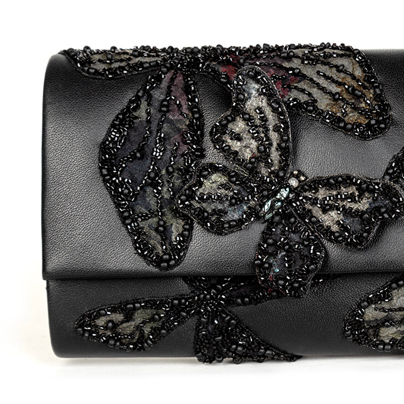 Detail Of Deepa Gurnani Monarch clutch in Black color