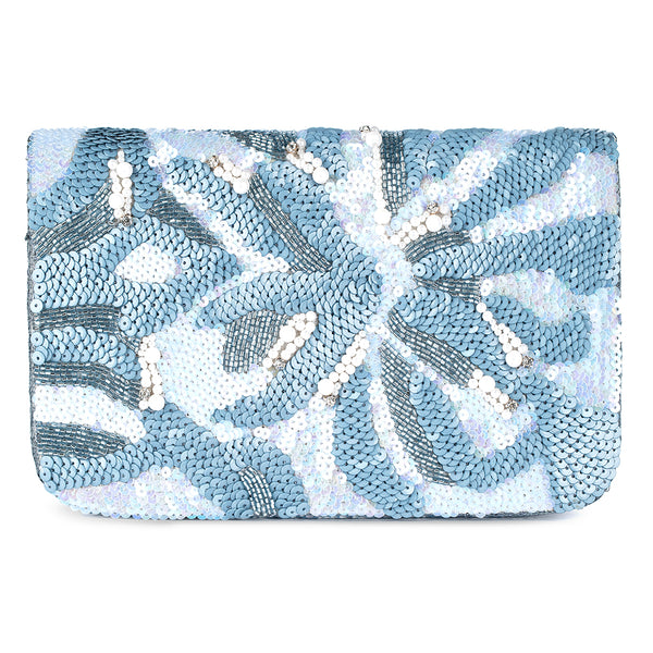 Deepa Gurnani Marcella Clutch in powder blue color