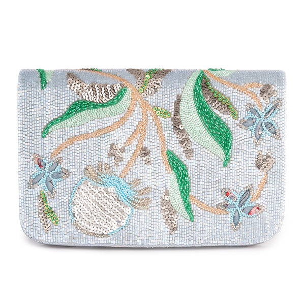 Deepa Gurnani Handmade Isolde Clutch in Baby Blue color