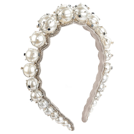 Deepa by Deepa Gurnani Handmade Czar Headband in Silver color