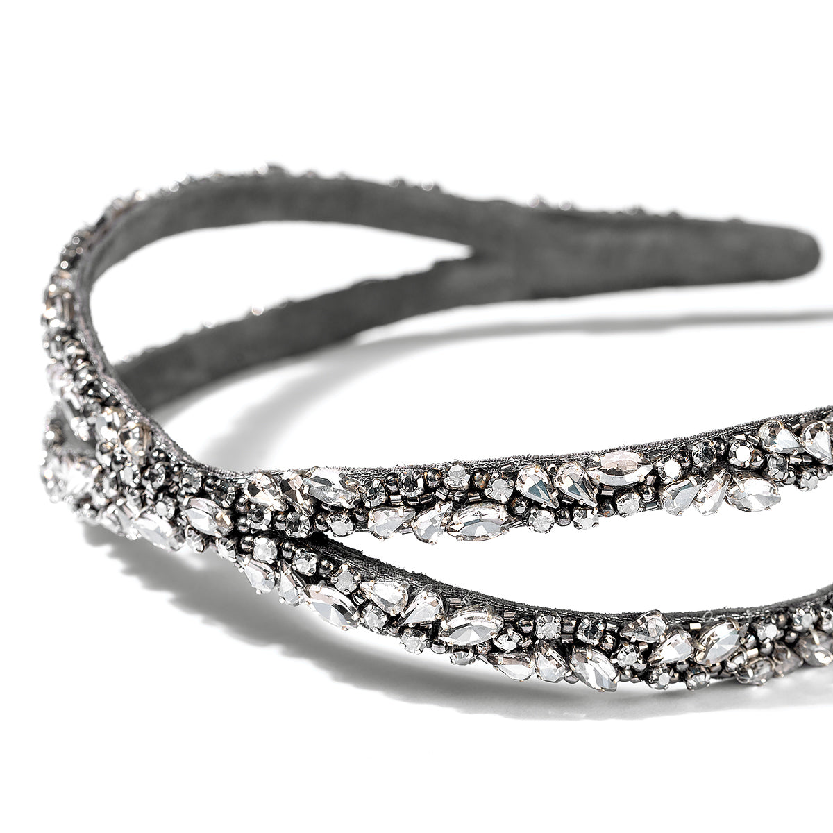 Detail of Deepa by Deepa Gurnani Handmade Kadence Headband Gunmetal Color