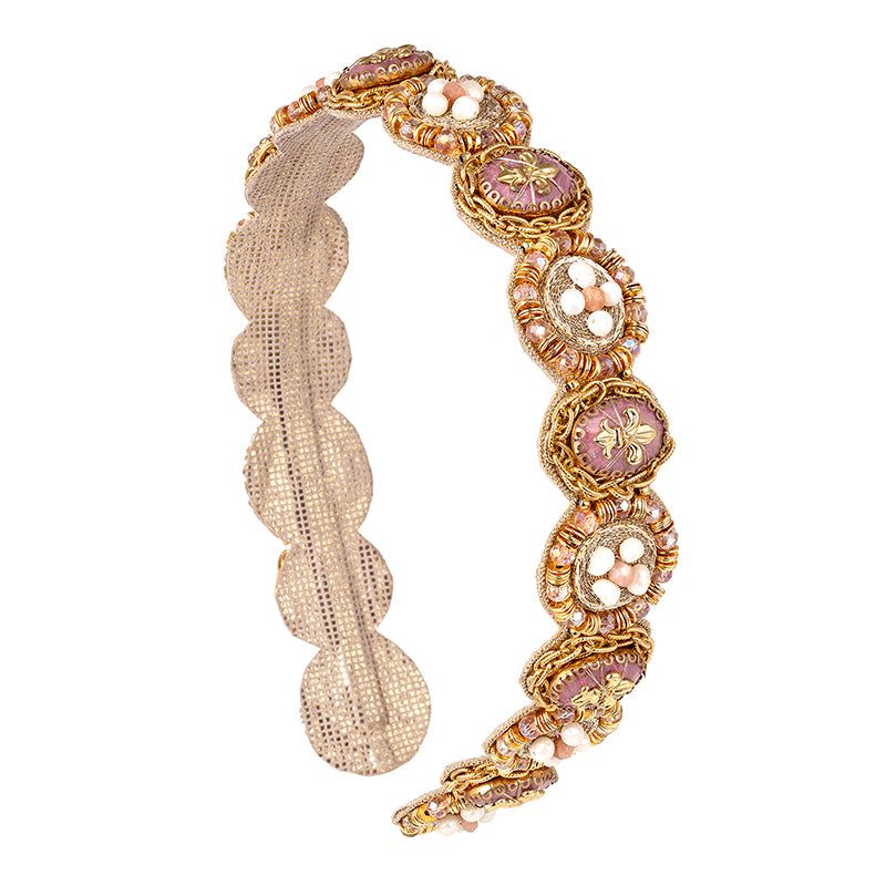 Deepa Gurnani handmade the Gwyneth headband in Pink color