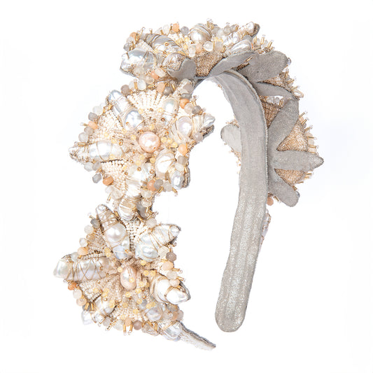 Deepa Gurnani handmade the Andrena headband in ivory color