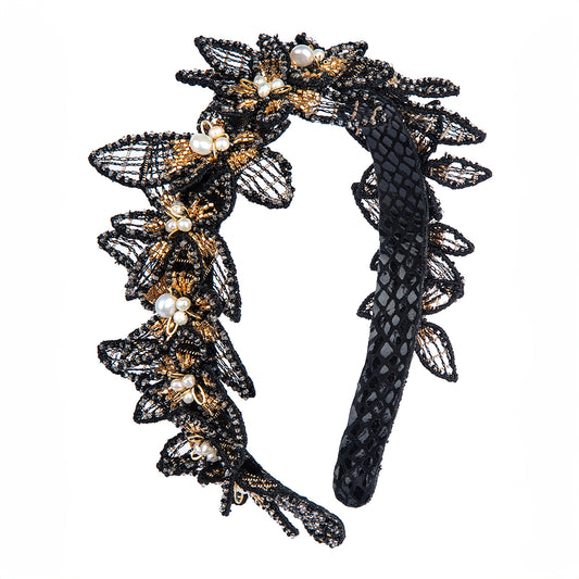 Deepa Gurnani handmade the Suvi headband in black color