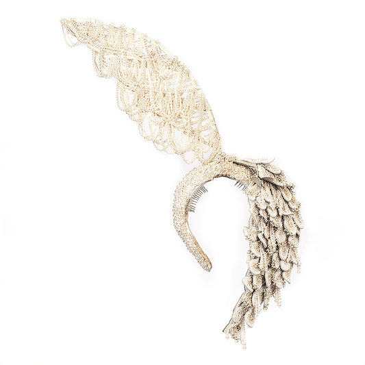 Deepa Gurnani handmade the Raven headband in ivory color