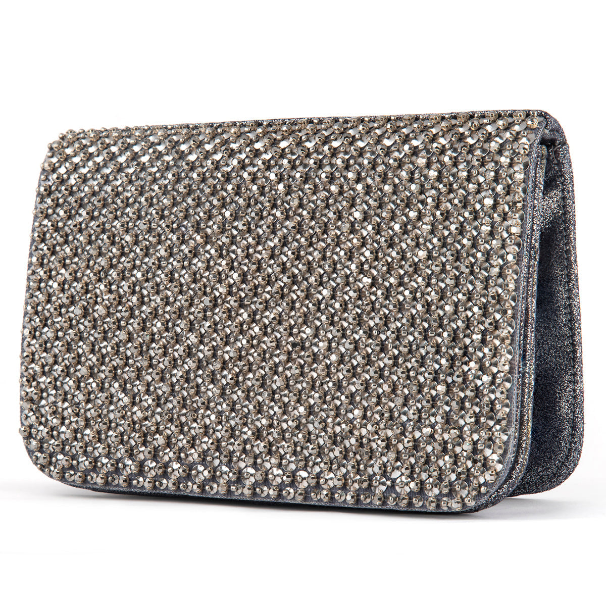 Detail Of Deepa Gurnani Handmade Aime Clutch In Gunmetal Color