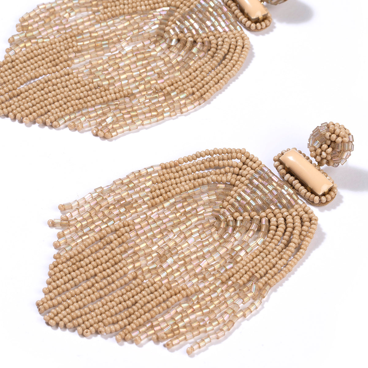 Detail of Deepa By Deepa Gurnani handmade Jody Earrings in beige color