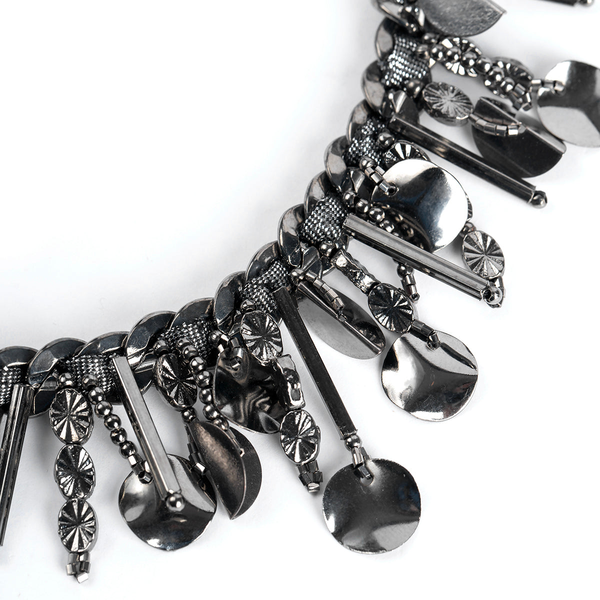 Detail of Deepa by Deepa Gurnani Handmade Chitra Necklace in Gunmetal color