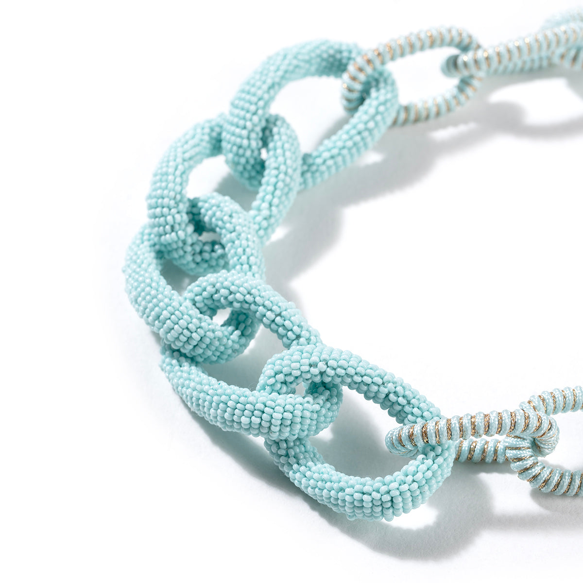 Detal of Deepa by Deepa Gurnani Handmade Meeko necklace in aqua color