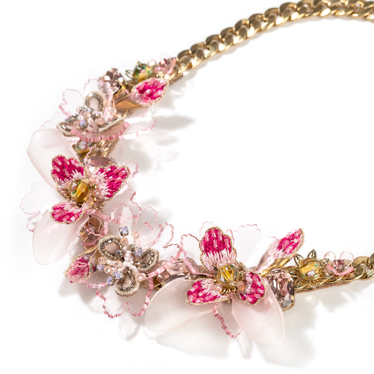 Detail of Deepa by Deepa Gurnani Handmade Calypso necklace in fuchsia color