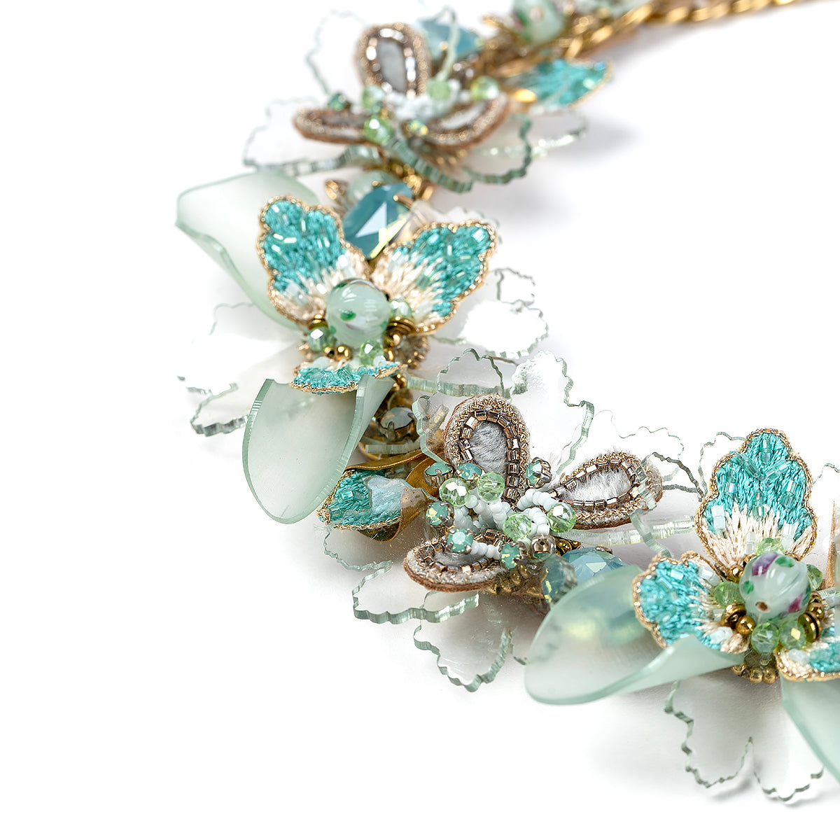 Detail of Deepa by Deepa Gurnani Handmade Calypso necklace in turquoise color