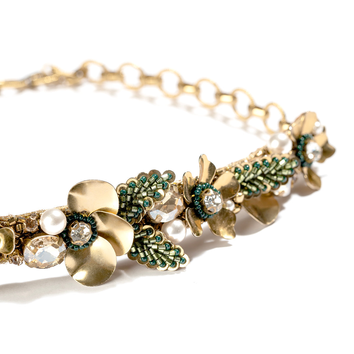 Detail of Deepa by Deepa Gurnani Handmade Katrina necklace in Green color