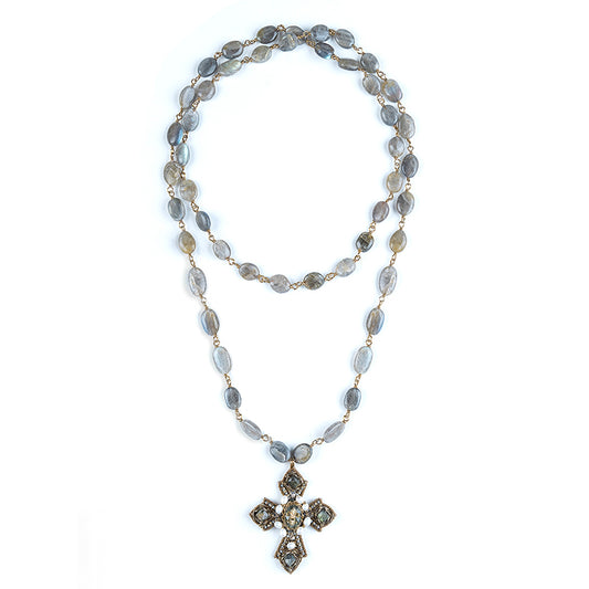 Deepa Gurnani Handmade Ethelda Necklace in Labradorite color