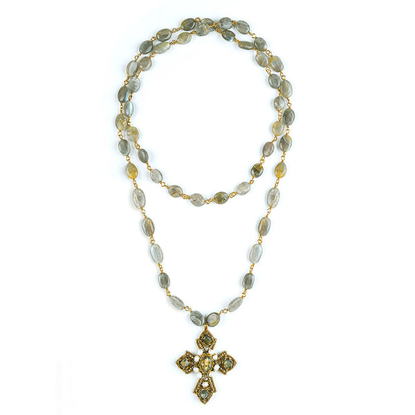 Deepa Gurnani Handmade Ethelda Necklace in Labradorite color