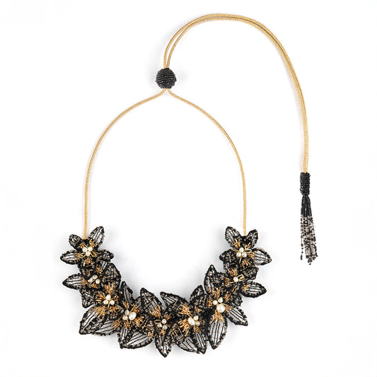 Deepa Gurnani handmade the Suvi necklace in black color