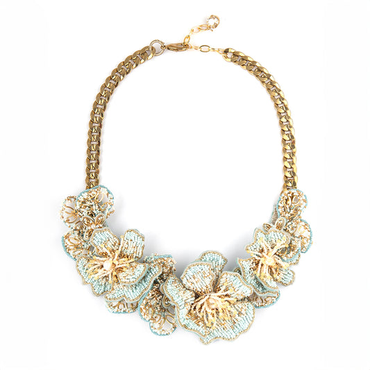 Deepa Gurnani Handmade Angelia Necklace in baby blue color