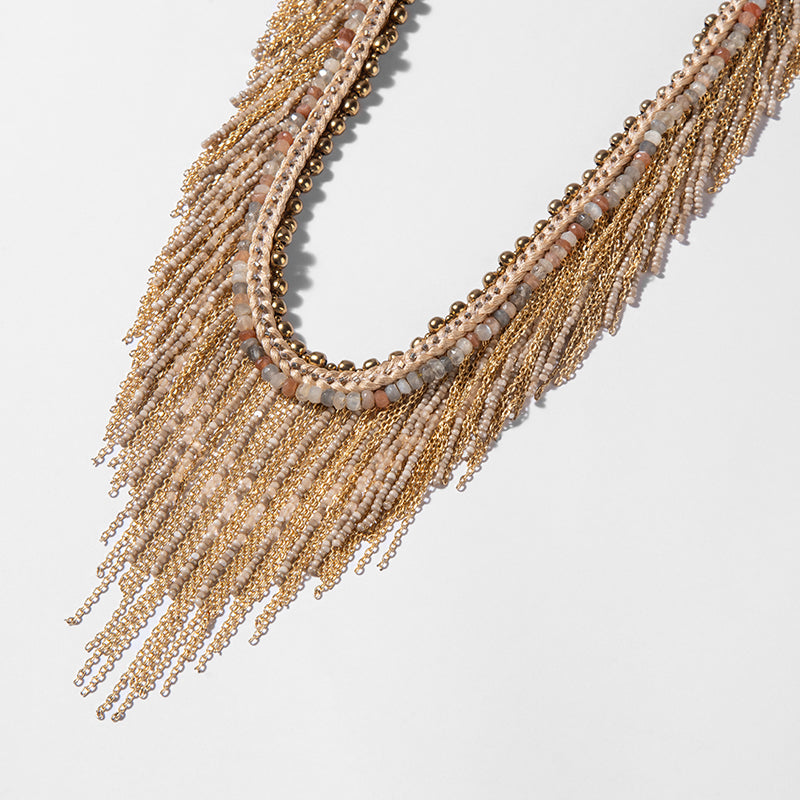 Detail Of Deepa Gurnani handmade Inka Necklace in Gold color