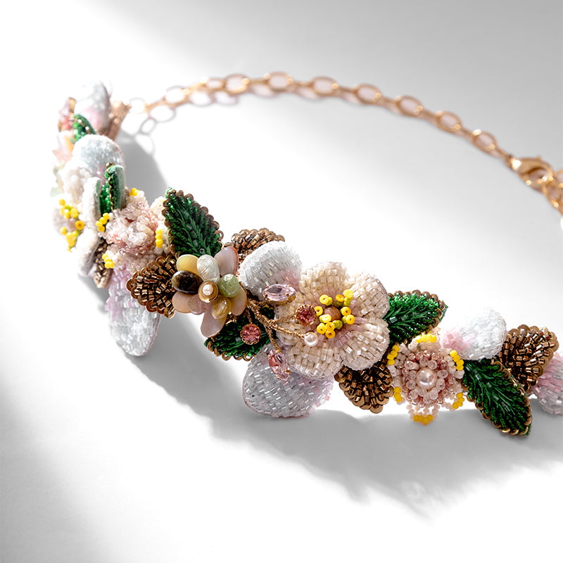 Detail Of Deepa Gurnani handmade Botanica Choker in Yellow color