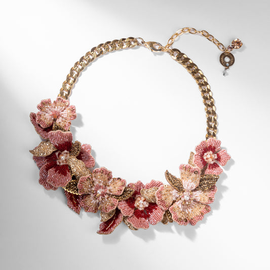 Deepa Gurnani handmade Exotica Necklace in Pink color