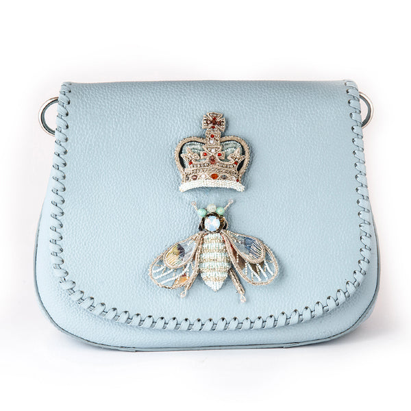 Deepa Gurnani Handmade Queen Bee  Clutch in Powder Blue color