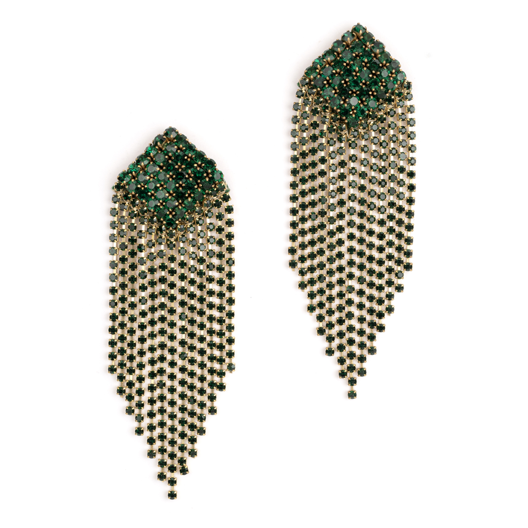 Deepa By Deepa Gurnani Niomi Earrings in Emerald