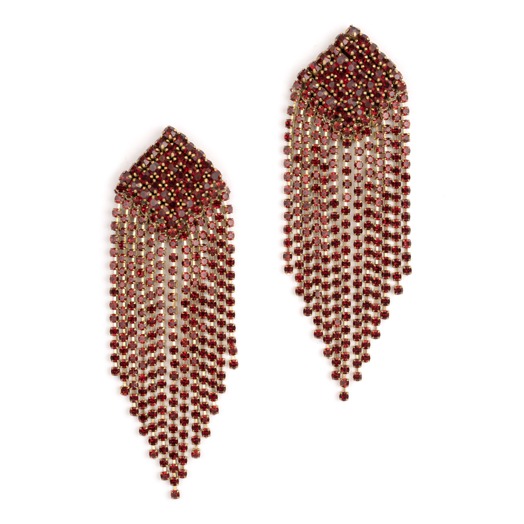 Deepa By Deepa Gurnani Niomi Earrings in Maroon