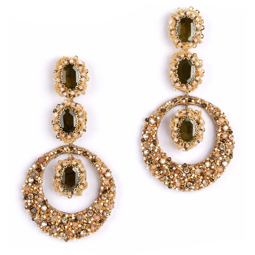 Deepa Gurnani Isabella Earring in Olive color