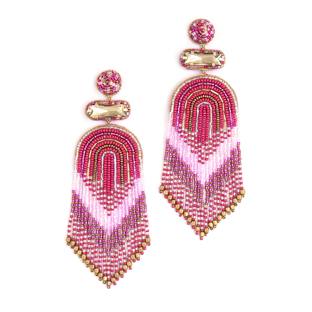 Deepa By Deepa Gurnani handmade Ishani Earrings in fuchsia color