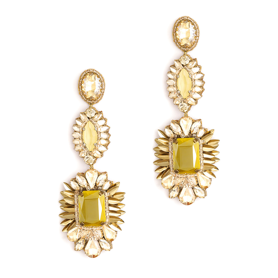 Deepa by Deepa Gurnani Handmade Klara Earrings in yellow color