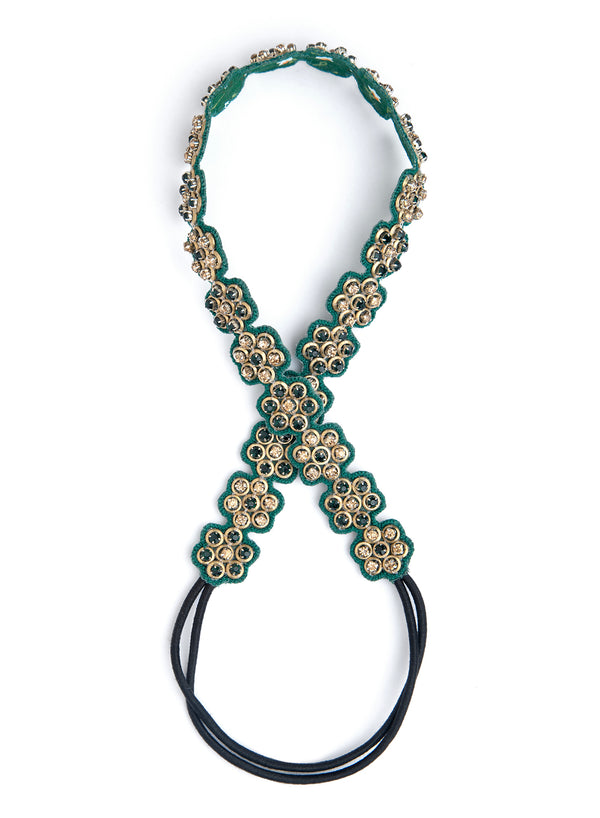 Deepa By Deepa Gurnani Alivia Headband in Emerald color.