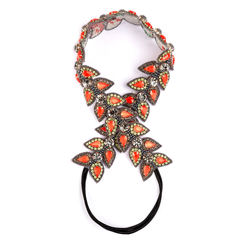 Deepa by Deepa Gurnani Handmade Shameeka Headband Fluorescent Orange Color