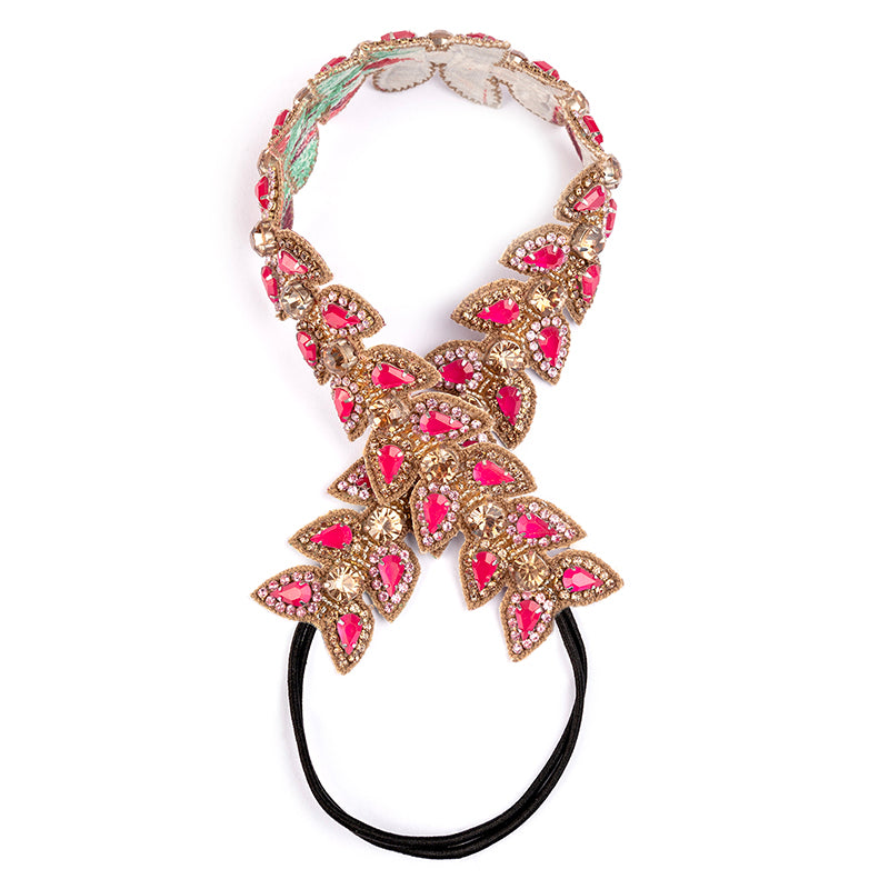 Deepa by Deepa Gurnani Handmade Shameeka Headband Fluorescent Pink Color